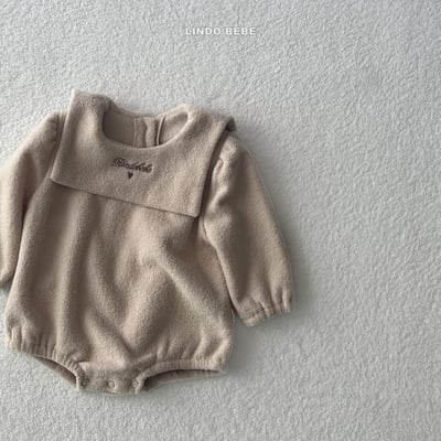 Lindo11｜(3m-18m) 水手翻領抓絨次袖包屁衣7