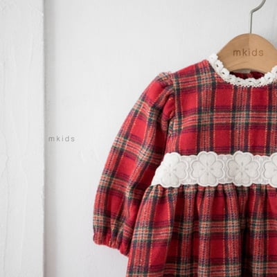M-KIDS25｜(65-115cm) 1色聖誕格紋洋裝4