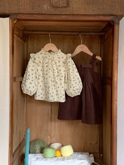 JE589｜(73cm-120cm) 燈芯絨背心洋裝/碎花荷葉上衣23