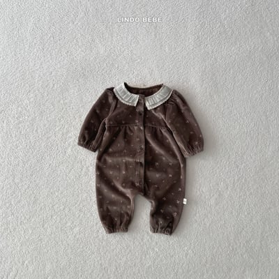 Lindo10｜(3m-18m) 絲絨滾邊領連身衣5