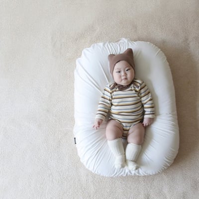 LEMONADE33｜(55cm-85cm) 2色雙條紋包屁衣含帽子15