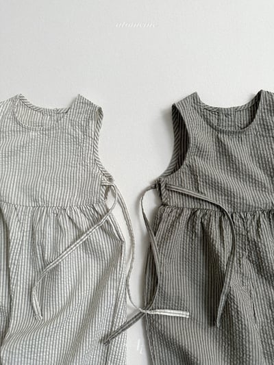 Atomeme21｜(70-110) 條紋綁帶連身褲6