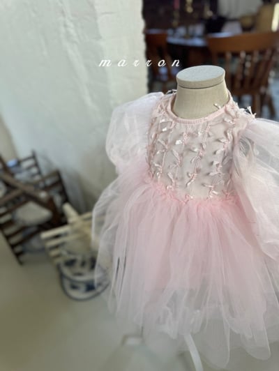 Marron56｜(1y-6y) 絲帶薄紗澎澎洋裝13