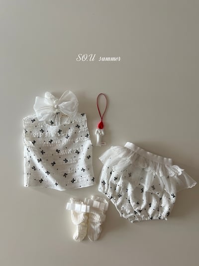 SO.U25｜(6m-18m) 蝴蝶結印花抓皺套裝8