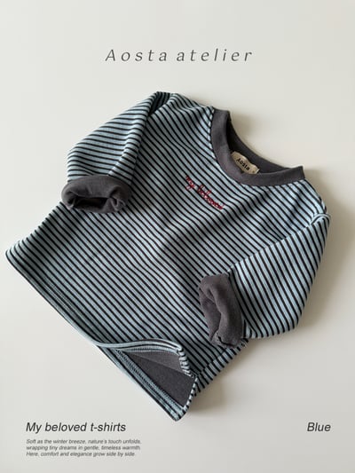 AOSTA55｜(6m-5y) 細條紋刷毛上衣10