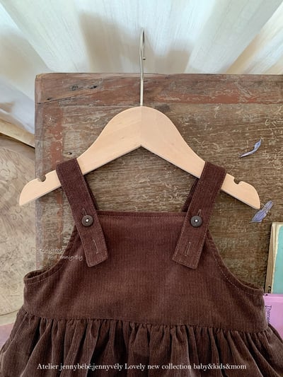 JE582｜(73-100cm) 滾邊翻領上衣/燈芯絨吊帶包屁裙7