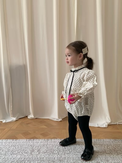 JE600｜(66cm-90cm) 波點緞帶包屁衣7