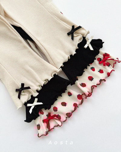 AOSTA34｜(6m-5y) 緞帶捲邊小喇叭褲2