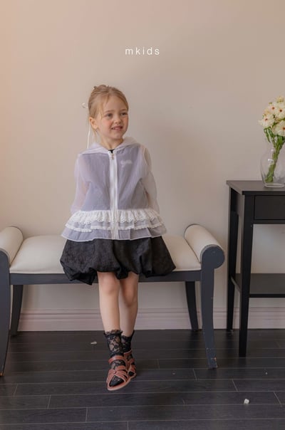 M-KIDS13｜(65-115cm) 荷葉滾邊連帽拉線外套8