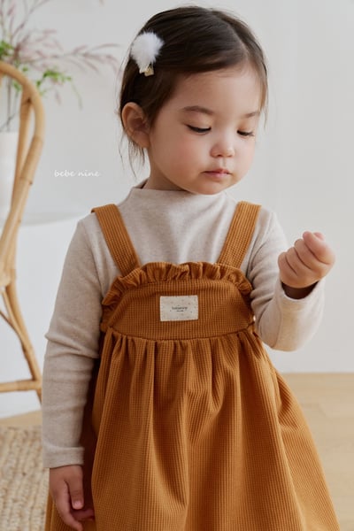 bebe nine29 (65cm-115cm) 3色荷葉摺邊吊帶洋裝3