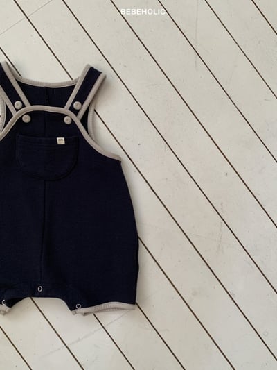 Bebe holic52｜(6m-18m) 滾邊吊帶包屁褲6