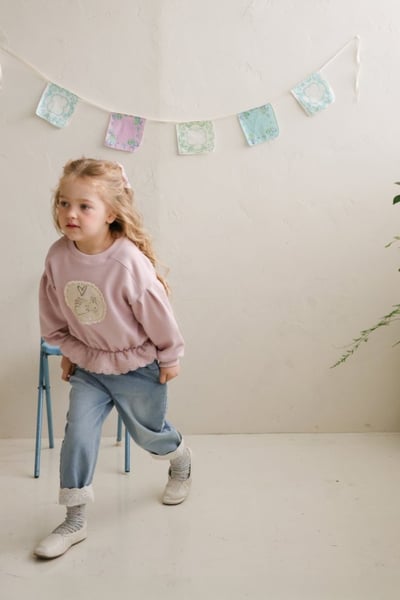 FLO55｜(75-140) 2色蕾絲可反摺牛仔褲18