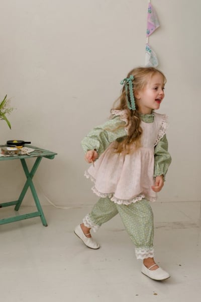 FLO24｜(75-140) 2色田園碎花娃娃袖上衣16