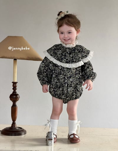 JE712｜(66-90cm) 復古碎花蕾絲花邊套裝2