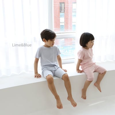 LIME&BLUE09｜(80-118cm)  木耳邊素色居家服18