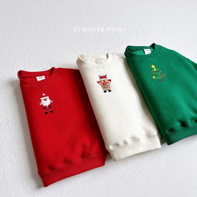 vivid84｜(78cm-125cm) 刺繡聖誕印花休閒上衣2