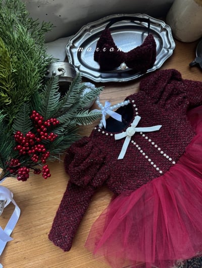 Marron 61｜(3m-18m) 宮廷袖珍珠小香薄紗包屁衣8