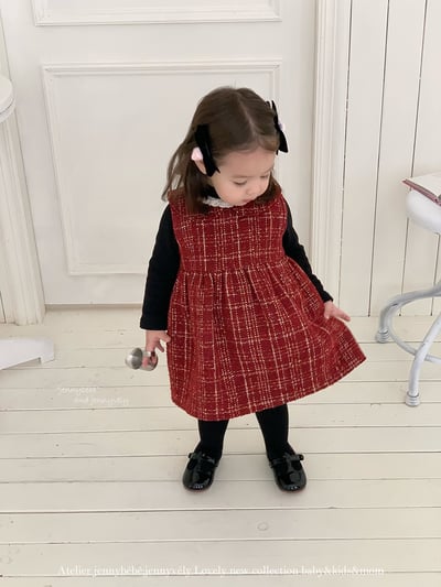 JE 656｜(80-110cm)  格紋翻領娃娃裙11