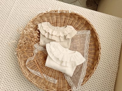 Valubebe76｜(65-90) 荷葉蕾絲領上衣10