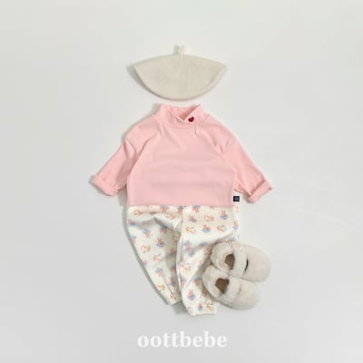 Oottbebe89｜(1y-7y)  愛心刺繡中領彈性上衣10