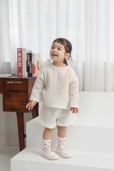 bebe nine25  (65-115) 2色棉麻素面套裝2