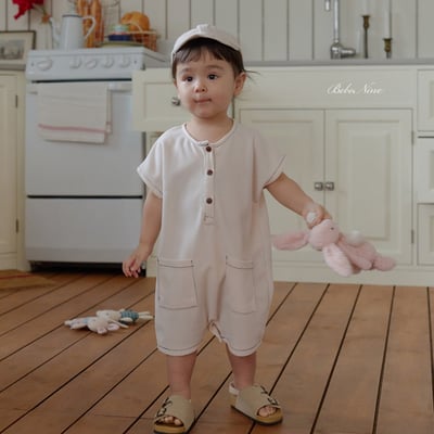 bebe nine41  (6m-24m) 2色樸素鈕釦口袋裝10