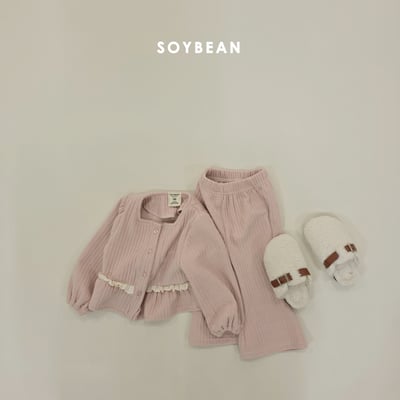Soybean15｜(75cm-118cm) 荷葉蕾絲邊開襟外套喇叭褲套裝7