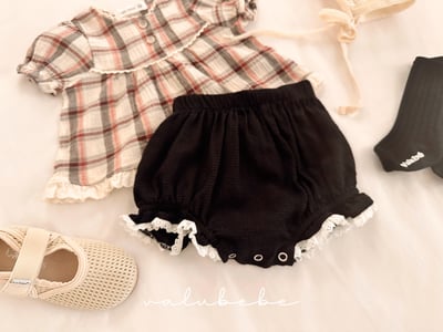 Valubebe 52｜(65-90cm) 格子泡泡袖襯衫10