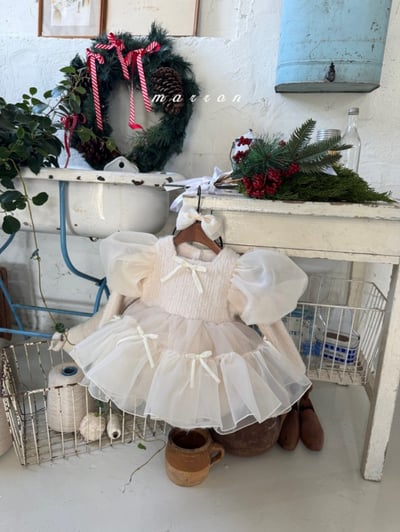 Marron 63｜(3m-18m) 公主蓬蓬袖袖洋裝包屁衣10