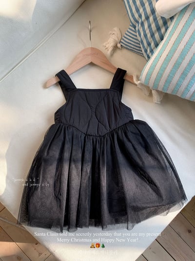 JE 418｜(80-110cm)  絎縫線蕾絲洋裝4