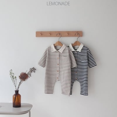 LEMONADE48｜(55cm-85cm) 2色有領條紋連身衣1