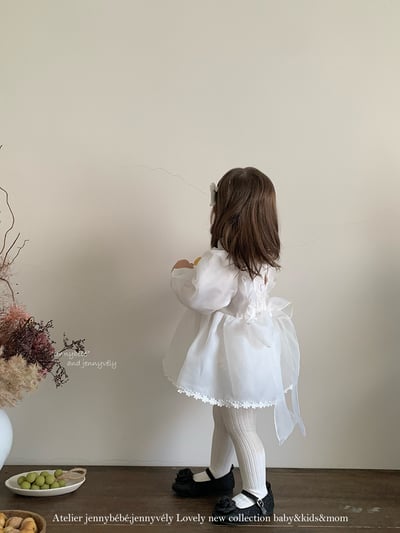 JE599｜(66cm-120cm) 玫瑰花白紗連身裙/包屁衣6