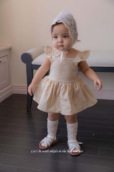 M-KIDS37｜(65-80cm) 蕾絲綁帶帽7