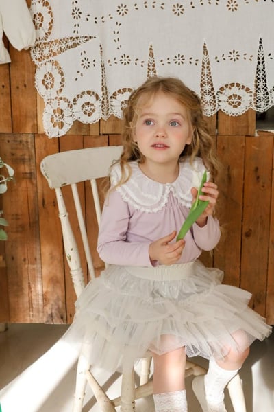 FLO42｜(75-140) 3色蕾絲翻領上衣2