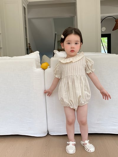 JE31｜(66-120cm) 荷葉領條紋包屁衣/洋裝9