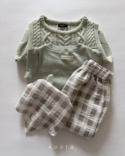 AOSTA23｜(6m-5y) 印花棉麻休閒縮口褲9