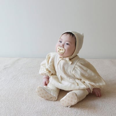 LEMONADE07｜(55cm-85cm) 1色花紋娃娃袖包屁衣含帽子4