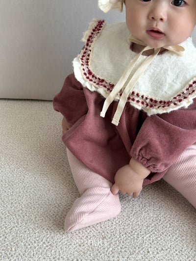 Nutt03｜(3m-16m) 翻領磨毛包屁衣含髮帶12