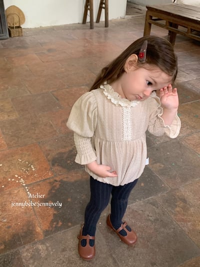 JE585｜(66-90cm) 蕾絲花邊領泡泡袖包屁衣7