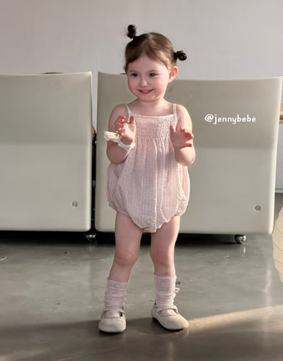 JE713｜(66-90cm) 肩帶小碎花包屁衣13