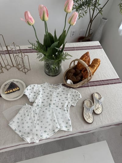 LePetitmot01｜(80-125cm) 2色花朵薄紗裙套裝5