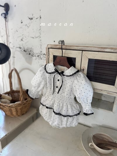 Marron59｜(3m-18m) 點點蕾絲包屁衣4