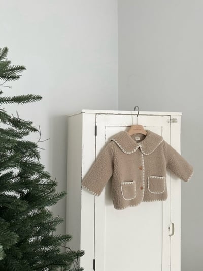 MONBEBE25｜(1y-6y) 滾邊刷毛翻領外套4