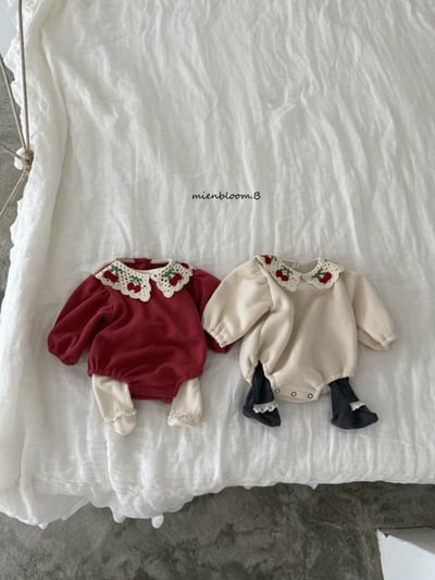 Bloom.b12｜(0m-24m) 櫻桃針織領包屁衣2