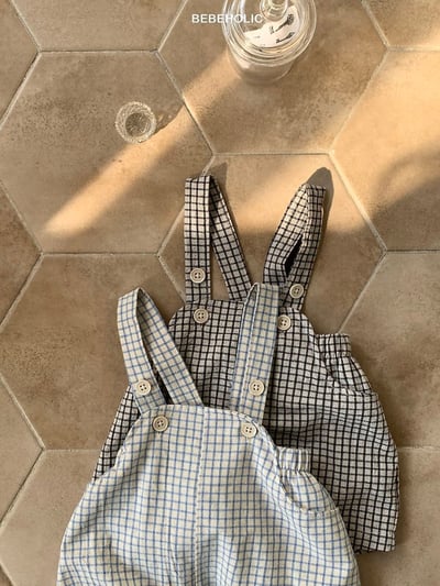 Bebe holic06｜(3m-18m) 棋格吊帶褲2