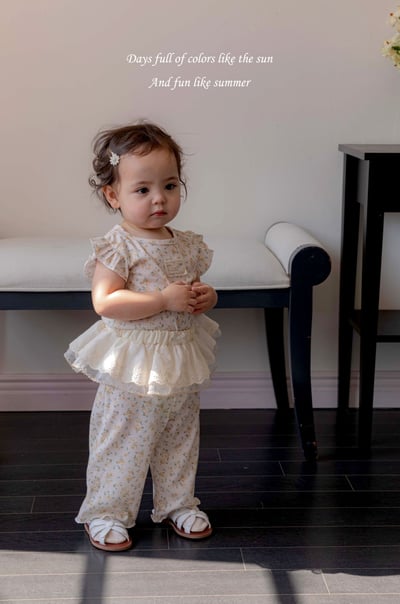 M-KIDS06｜(65-115cm) 素面/碎花飛袖套裝9