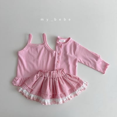 my_bebe33｜(80-120cm) 荷葉捲邊細肩背心9