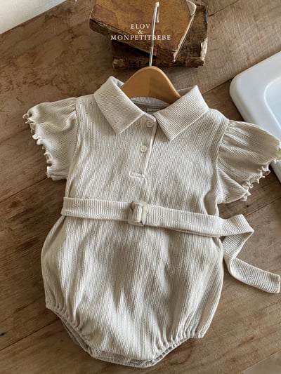 Mon petit07｜(66-90cm) 有領捲邊腰帶包屁衣5