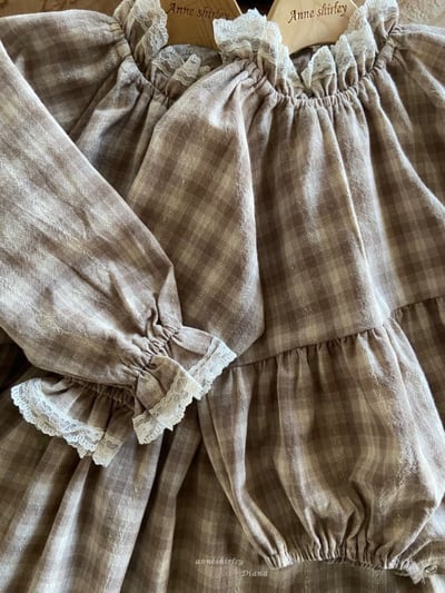 Anne Shirley16｜(1y-5y) 1色格紋蕾絲縮口洋裝13