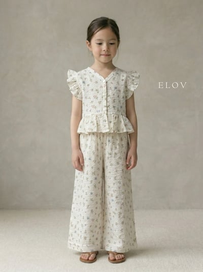 Mon petit11｜(73-118cm) 2色壓紋荷葉袖套裝3